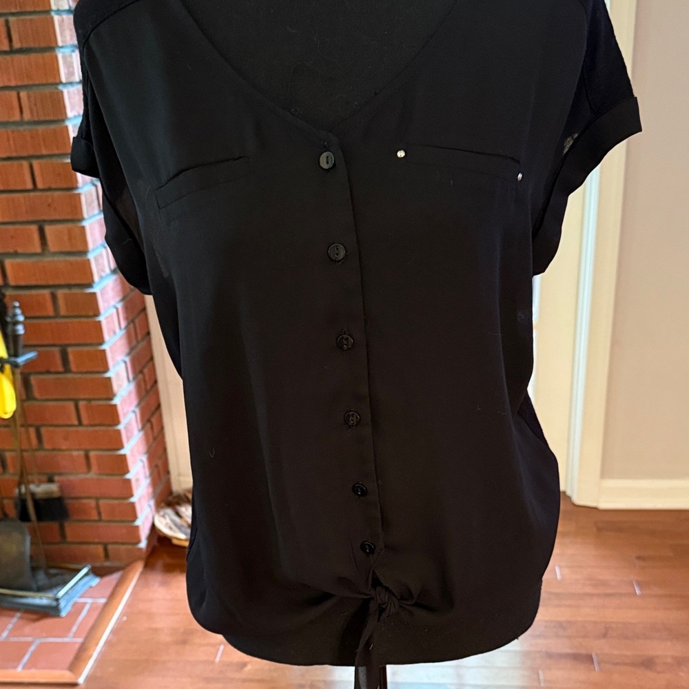 Chic Black Button-Down Blouse